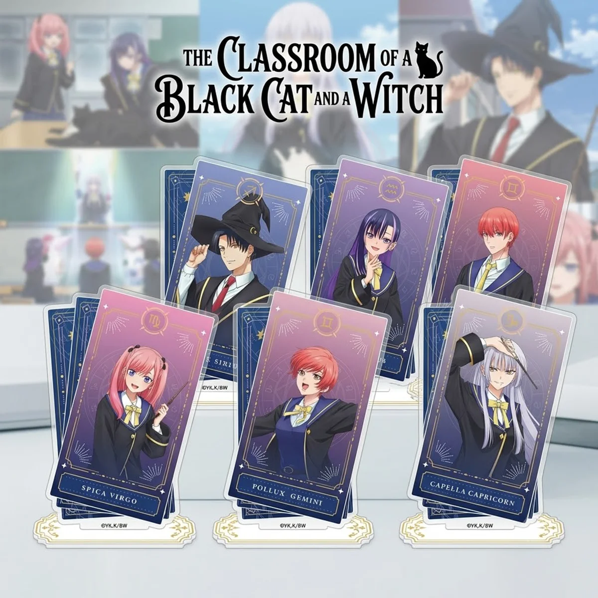 Anime Black Cat Witch Classroom 15cm Cute Acrylic Stand Cat Wit Halloween Gift Window Side Shelf Fantasy Desk Decor keychain
