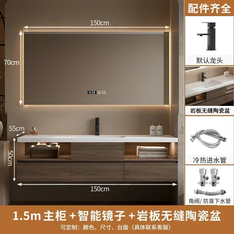c13-European Style Rock Plate Mirror Cabinets Vanity Combo Wall-mounted Bathroom Cabinets Shelves Furniture Vanitorios De Bano C