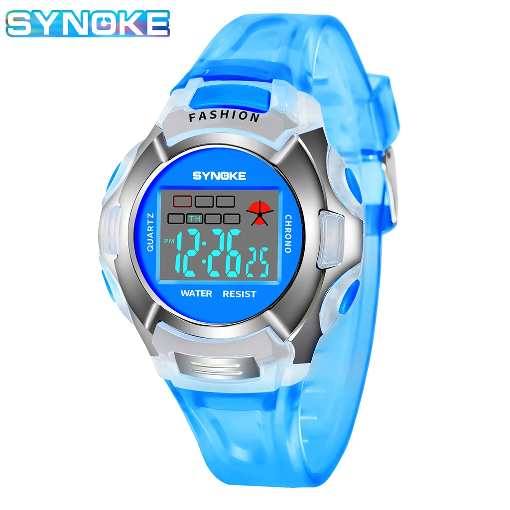 Student Electronic Watch Waterproof Sports Children Watch Glow Multi Function Digital Watch Seven Colors Light Gift Boys