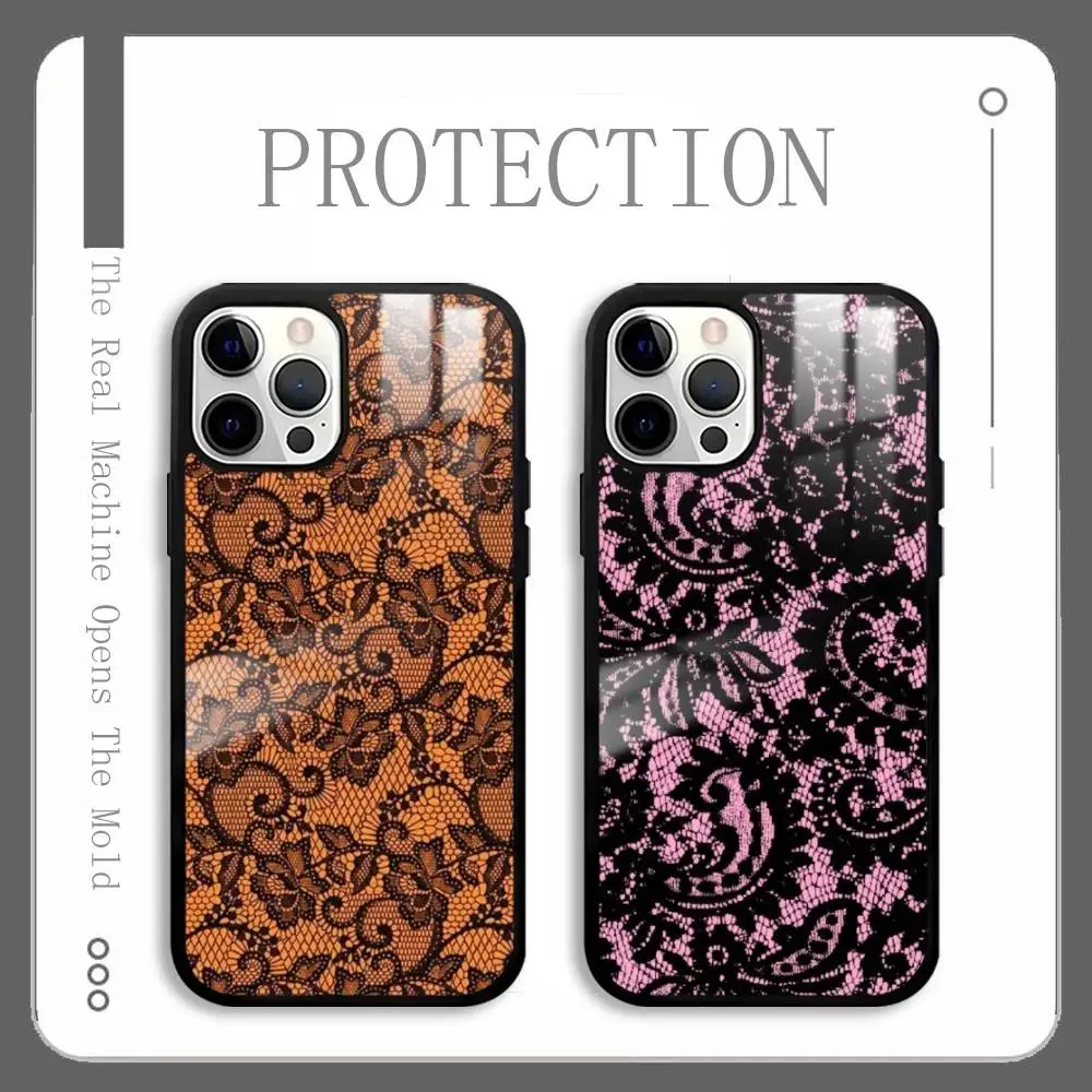 

Lace Gothic Cool Girl Fashion Phone Case For IPhone 16 15 14 13 12 11 Pro Max Plus Mini Plus Hard Mirror Surface Protect Funda