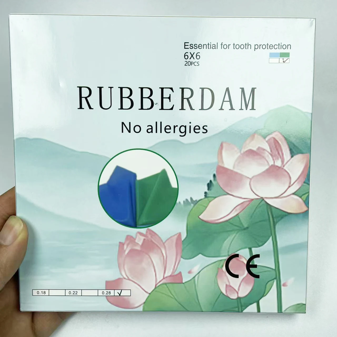 

20 шт. синих больших стоматологических дампов 6x6 из натурального латекса, 0,28 мм, материалы для ухода за полостью рта для стоматологической практики, высококачественные, гипоаллергенные