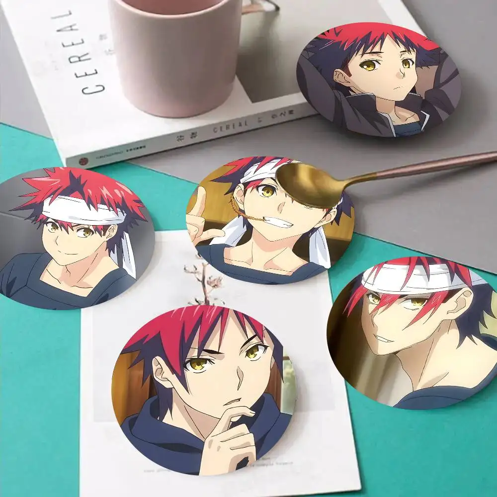 1pc Souma Yukihira Anime Characters Wooden Coaster Colour Printing Cup Mat Home Desk Decoration Gifts