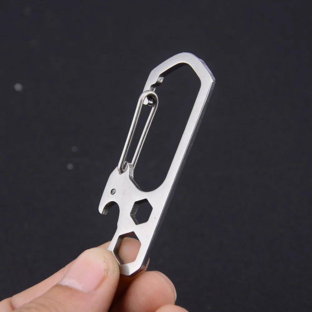 Keychain Clip EDC Bar Stainless Steel Hook Multifunctional Keyring Outdoor Climbing Carabiner Camping Buckle Outer Hex Key