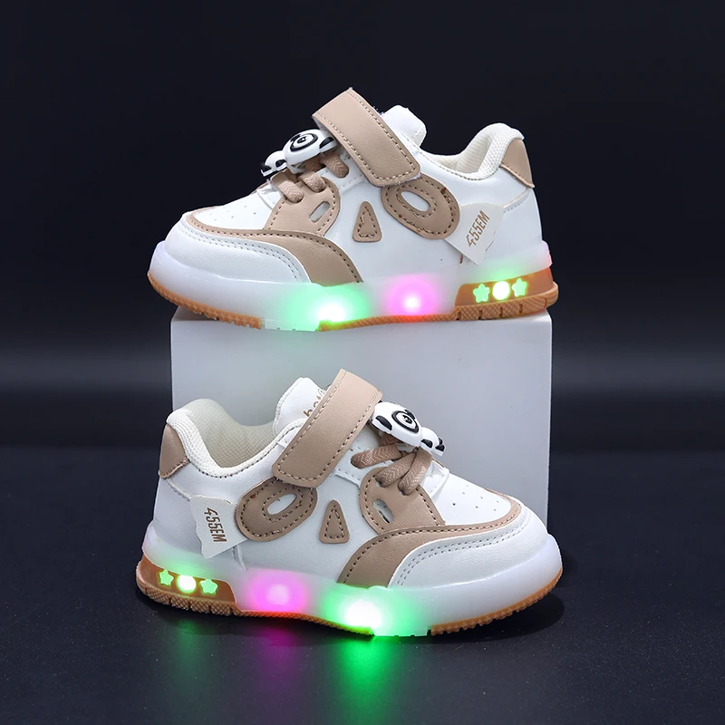 MGO Kids Sports Casual Shoes for Boys and Girls Children's Low-Cut Shoes Glow Shoes Panda Children's Casual Shoes Boys Sports S