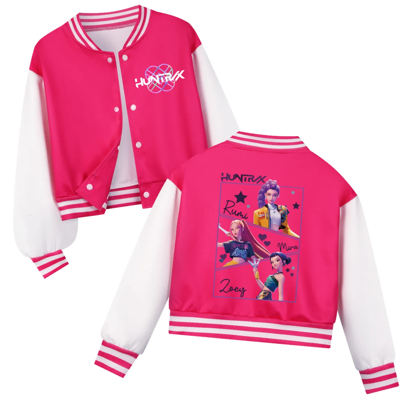 KPop Demon Hunters Kids Huntrix Bluza z kapturem w stylu baseballowym na wiosnę i jesień, codzienna odzież dla chłopców, dziewcząt i niemowląt, kostium dla dzieci