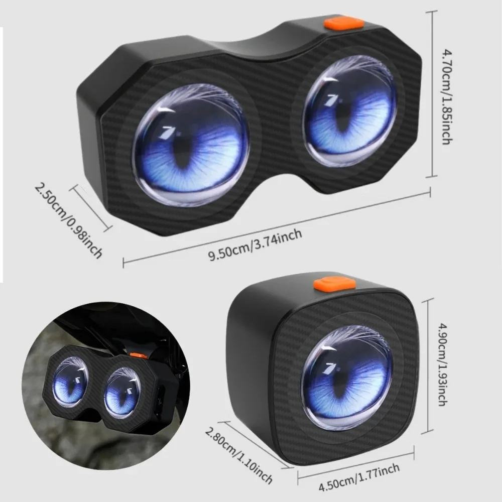 

Dynamic RGB LED Rearview Mirror Eye Light for Motorcycle Bicycle 3D Lens APP Control Modified Taillight with Decorative Lights