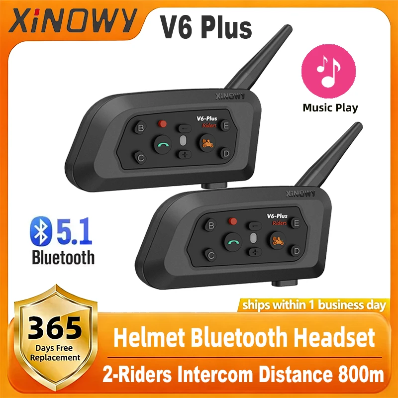 

XINOWY V6 Plus Motorcycle Helmet Bluetooth Headset Wireless 5.1 Noise Reduction HIFI Stereo Connect Other Brands Waterproof MP3