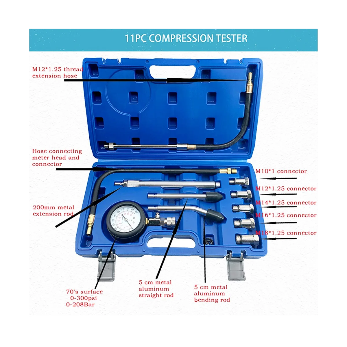 Automobile Compression Test Tool, Engine Cylinder Leakage Compression Test Pressure, Engine Cylinder Pressure Gauge