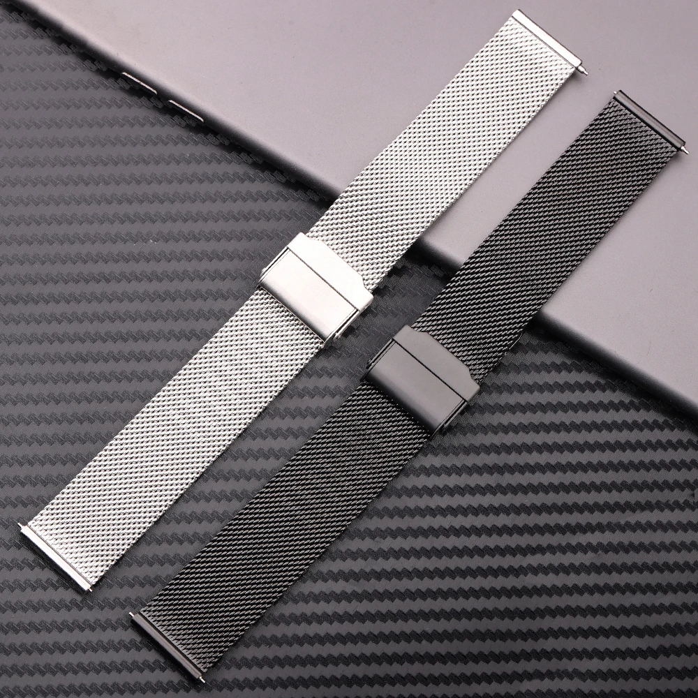 Stainless Steel Mesh Watch Strap Bracelet 16 18 20 22mm Unisex Replacement Band Diverse Colors Quick Release Watchbands