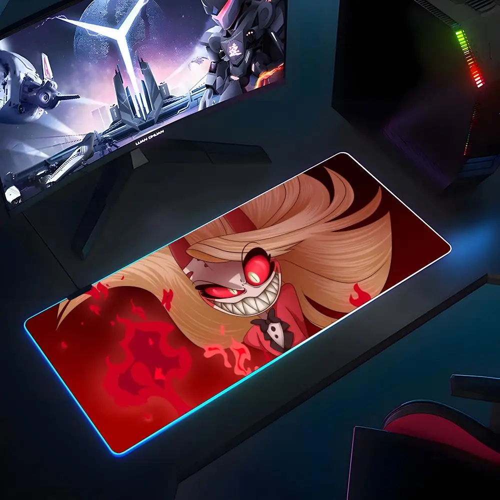 

H-Hazbin отель коврик для мыши RGB резиновый противоскользящий коврик для клавиатуры 40x90 см коврик для мыши игровые аксессуары XXL офисный компьютерный коврик