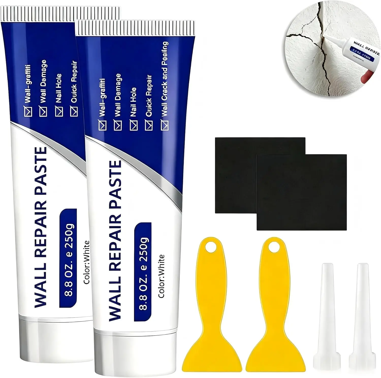 2026 Upgrade Drywall Repair Kit with Scraper,250g Wall Repair Paste Tube for Holes Cracks,Professional Wall Mending Agents