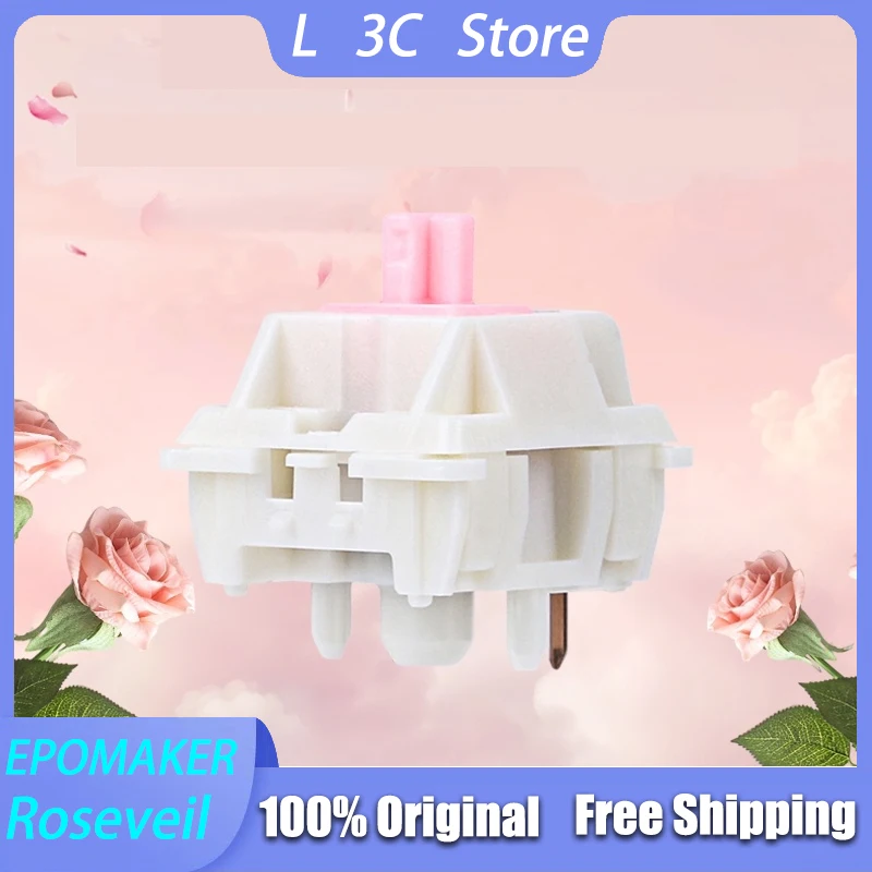 

Переключатель EPOMAKER Roseveil, 30 шт., бесшумные, 5-контактные, 32gf, предварительно смазанные линейные переключатели со стержнем LY, совместимые с колпачками клавиш MX Structure