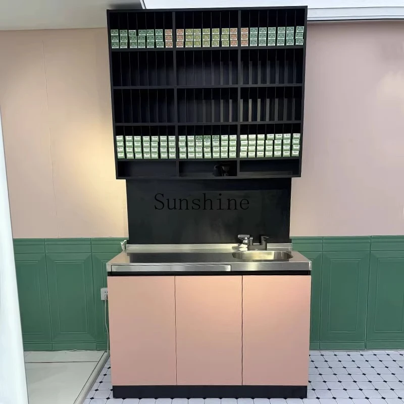 

Stainless Steel Hair Salon Tool Cabinet Barber Shop Perm and Dyeing Rack Dyeing Cream Cabinet Storage Display