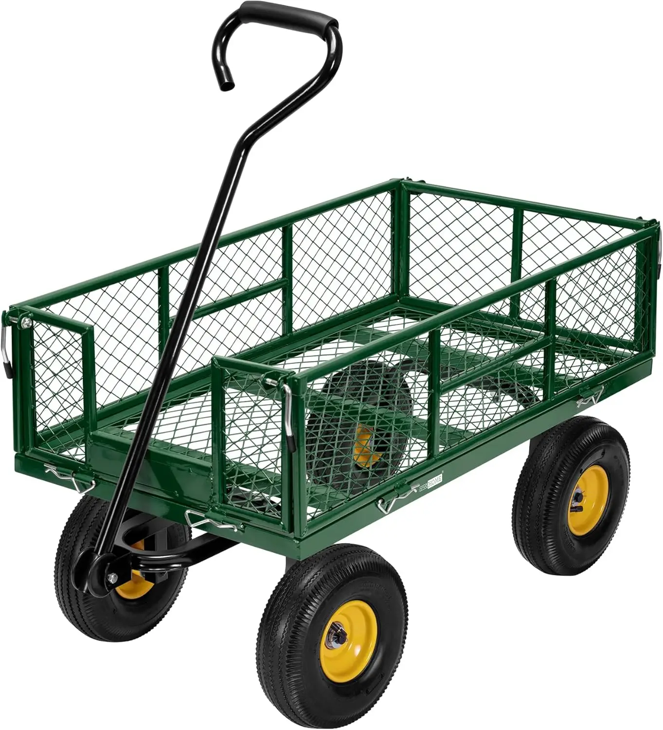 Heavy Duty 880 Lbs Capacity Mesh Steel Garden Cart Folding Utility Wagon with Removable Sides and 4.10/3.50-4