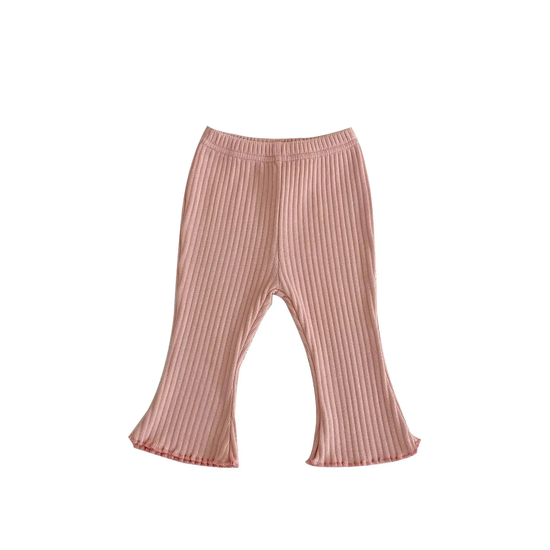 Pink Striped Baby Autumn Clothing Solid Color Fashion Girl\'s Flared Pants Toddler Costume Baby Girl Casual Trousers Leggings