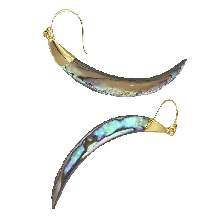 

WT-E130 Natural Abalone Shell In Horn Shape Fashion Earring Random Size Shell With Gold Capped Women Wedding Bridal Jewelry