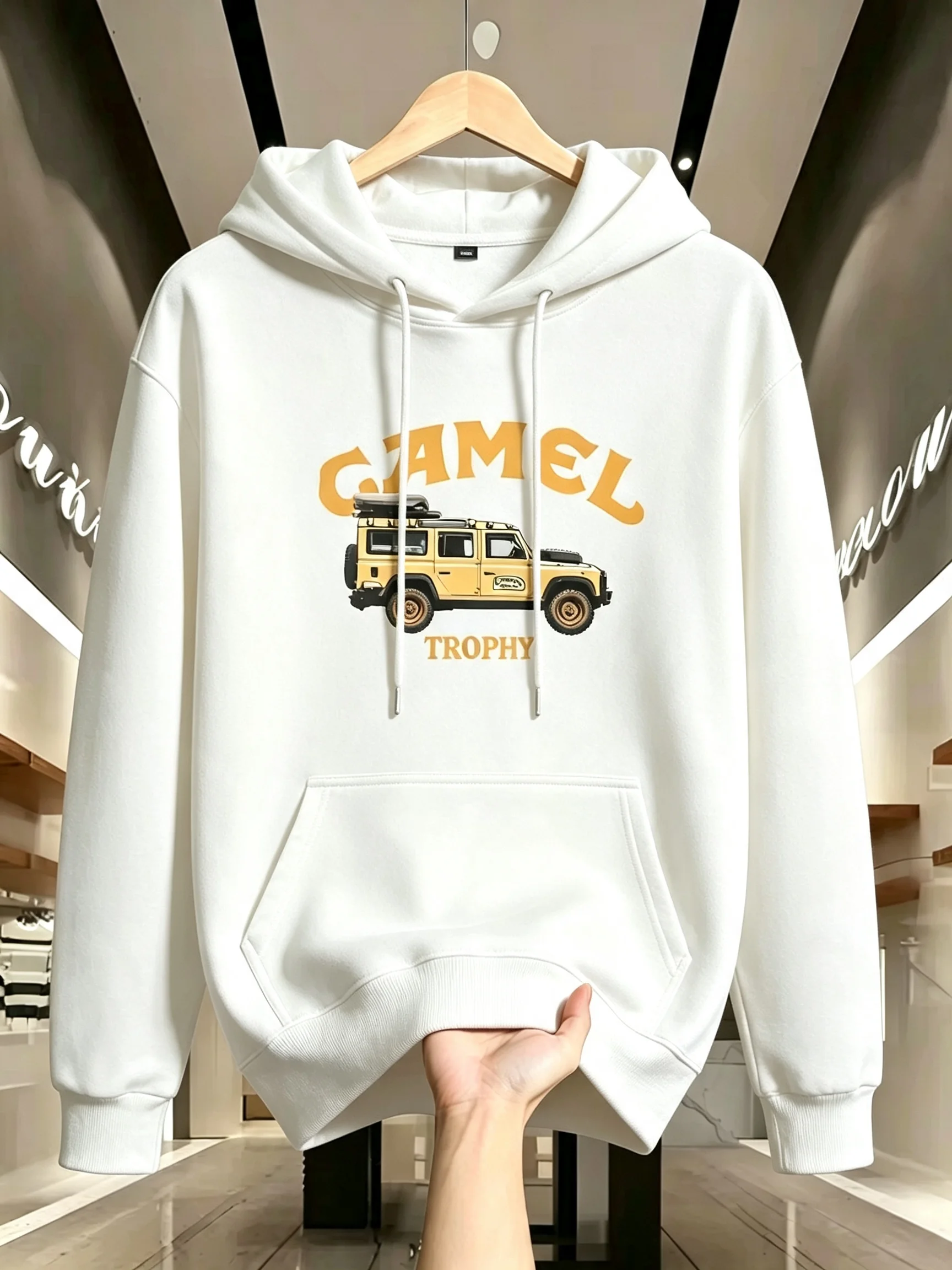 Men's fall/winter fashionable casual loose retro patterned printed hooded sweater hoodie streetwear Sports hooded sweatshirt