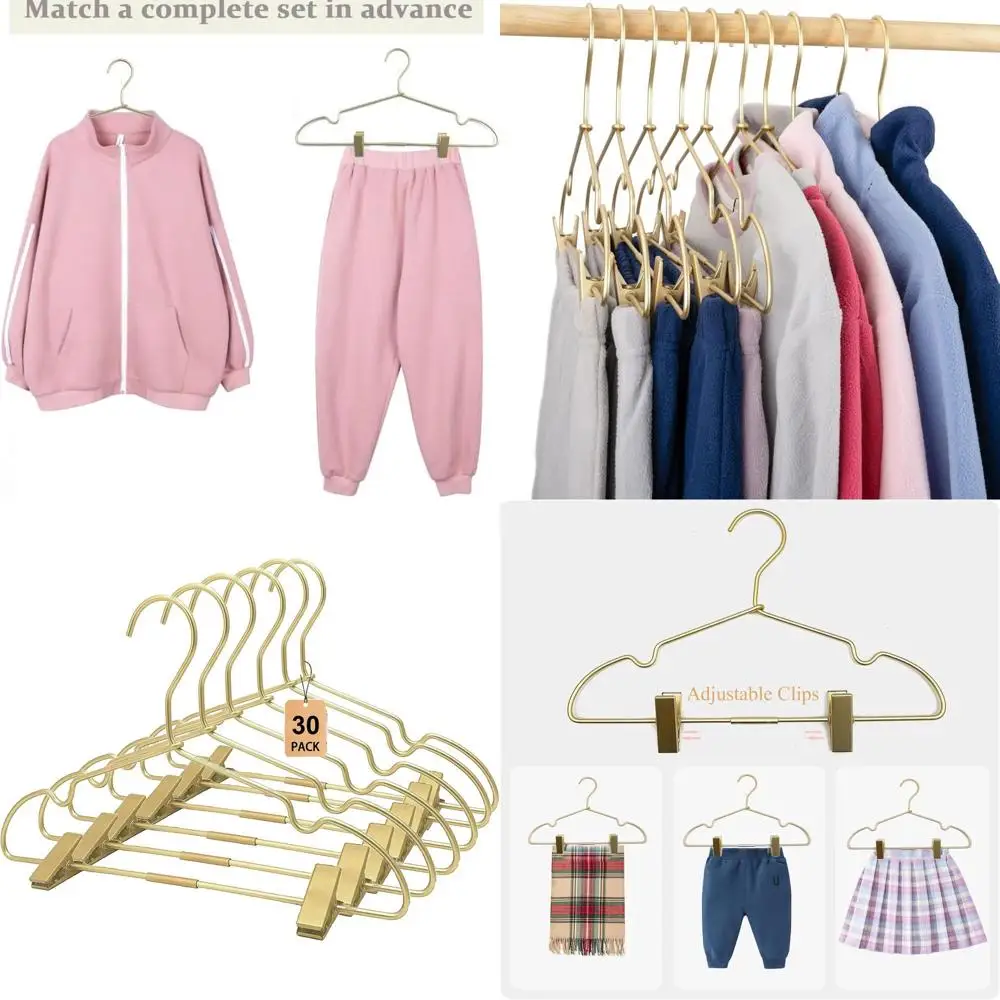 

12,6 сверхпрочных металлических вешалок для детей, 30 нескользящих вешалок для одежды, компактный органайзер для демонстрации детской одежды