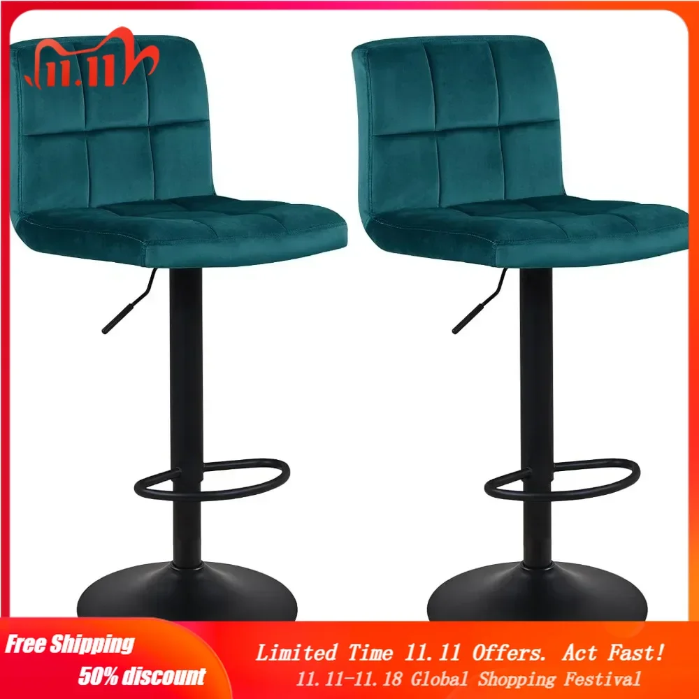 

Large Size Bar Chairs Set of 2,Adjustable Barstools Seat Made of Velvet Suitable for Restaurants Kitchens Living Rooms