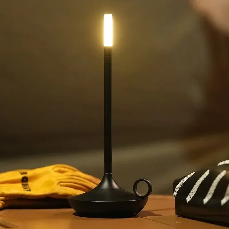 Recarregável candeeiro de mesa sem fio para quarto, toque luz, vela de acampamento, lâmpadas atmosfera criativa, USB-C Desk, iluminação noturna