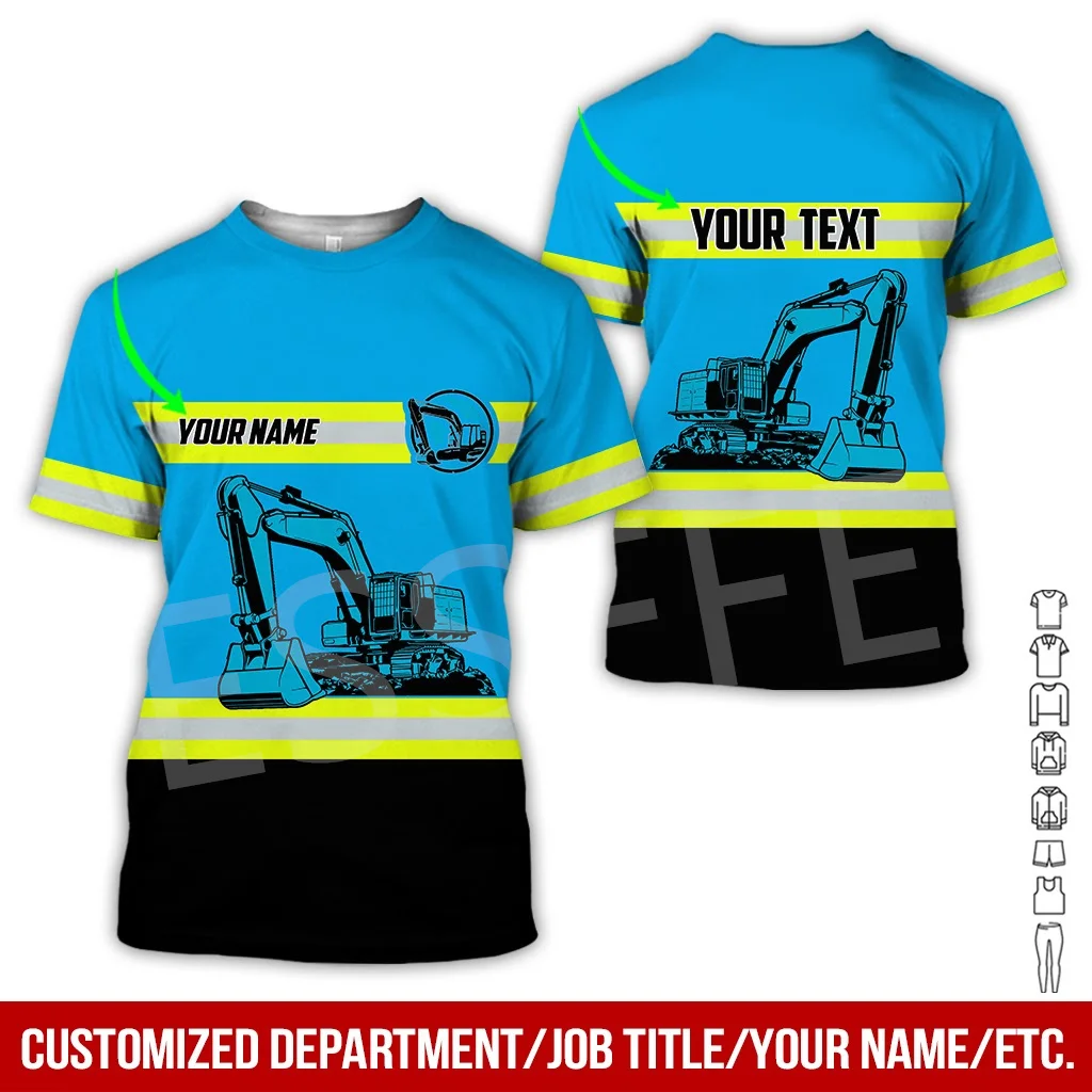 Tessffel Cosplay Crane Heavy Equipment Operator Worker Customize Name Summer Casual T-Shirts Unisex Top O-Neck Short Sleeves A2