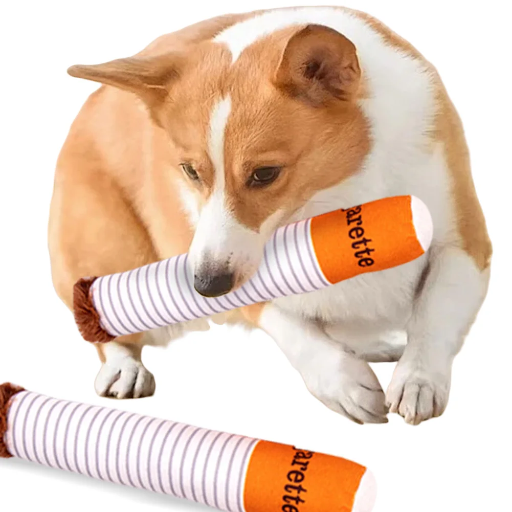 

Cigarettes Dog Toy Imitation Cigar Chew Toy Interactive Plush Dog Chew Toy Novelty Stuffed Dog Toys for Small Medium Dogs