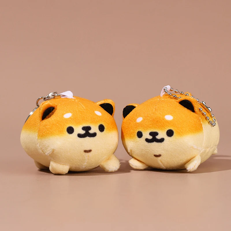 Cute Bread Dog Keychain Plush Shiba Inu Doll Toy Car Key Keyrings Bag Charms Animal Pendant Hanging Jewelry Accessories