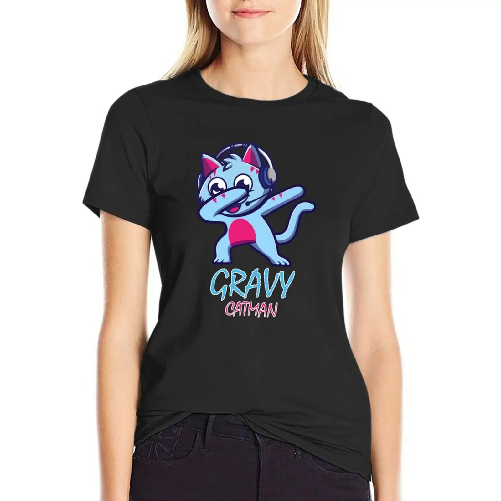 

Gravy Cat Man gravycatman gaming T-Shirt tees Female clothing graphics plus size t shirts for Women loose fit