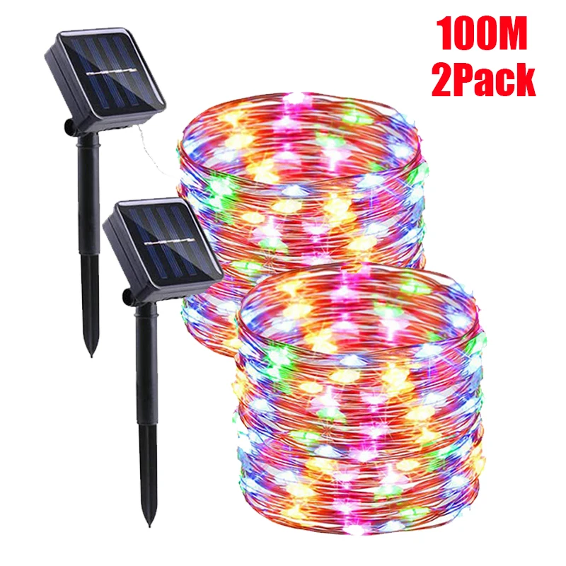 Imagem -01 - Outdoor Solar String Lights Waterproof Garden Fairy Lights com Modos de Iluminação para Patio Trees Christmas Wedding Party Decor outdoor solar string lights waterproof garden fairy lights com modos de iluminacao para patio trees christmas wedding party decor 01