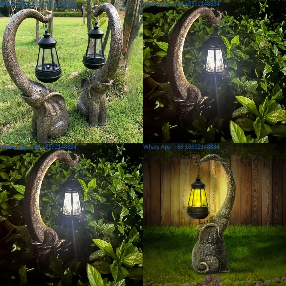

Elephant Sculpture Resin Outdoor Garden Decor Battery LED Light Art Piece