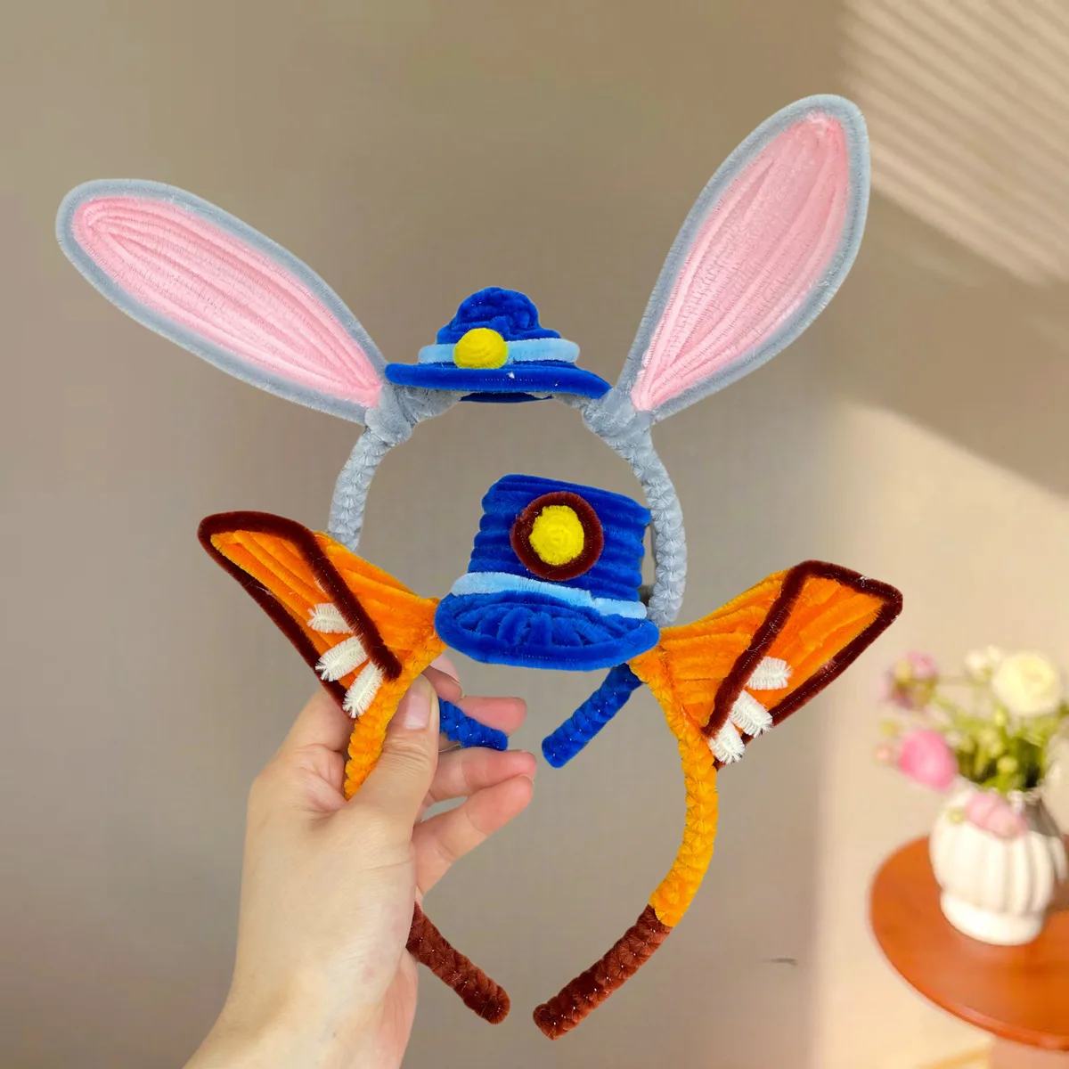 Cosplay Kaninchen Polizist Chenille Stamm Nick Fuchs Ohr Stirnband süßes Stirnband Zubehör verkleiden sich Plüsch Stirnband Haarspange