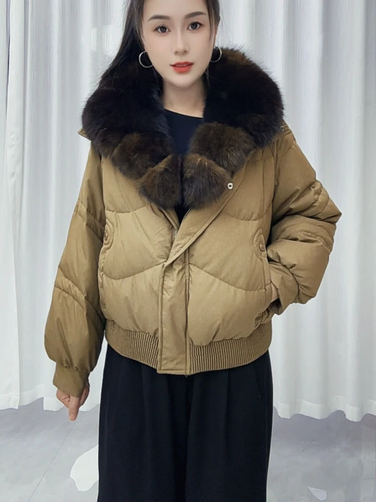 Women Short Coat Thick with Fur Collar Zipper Closure Casual Luxury Jacket Street Style City Fashion Fall Winter Cold Weather