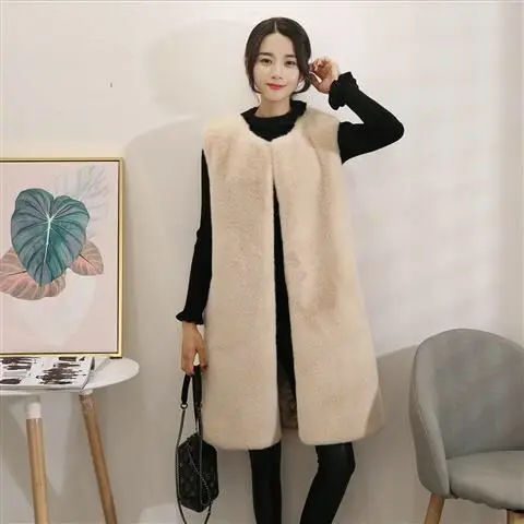 

Korean Lamb Wool Round Collar Mink Vest Women's Winter Eco-Friendly Fur Warmth Layered Y2K Vest Outerwear Thiened Commute TS591