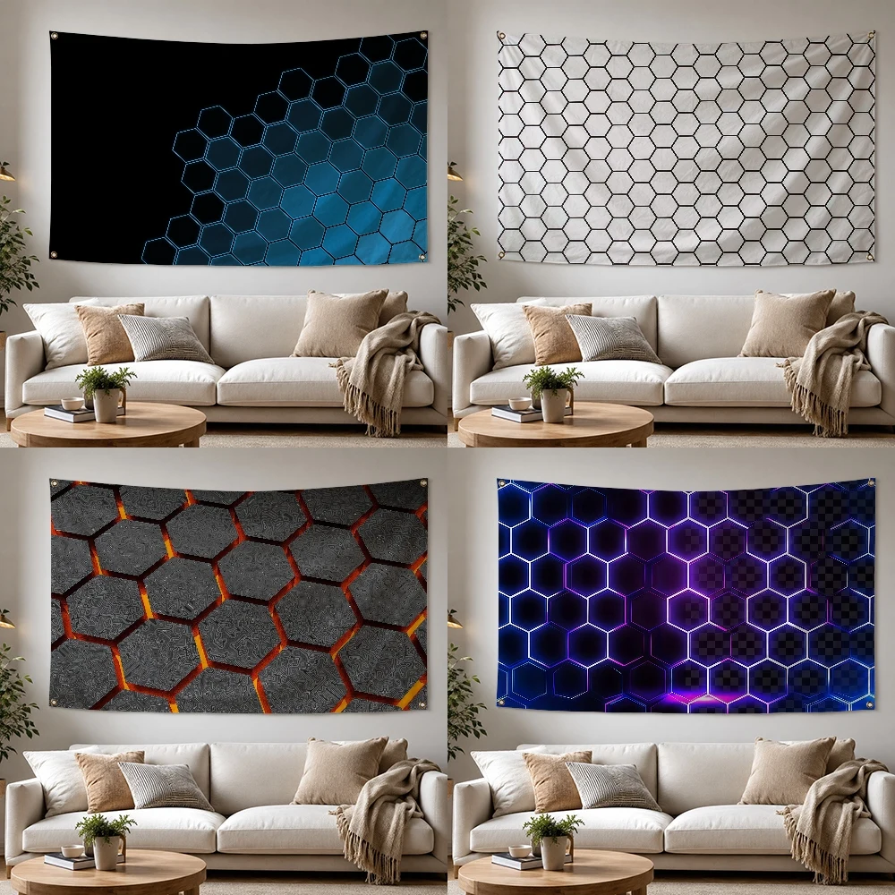 Cool H-Hexagon Outdoor Flag for Home Camping Party Club Decor Garden Yard Wall Hanging Banner