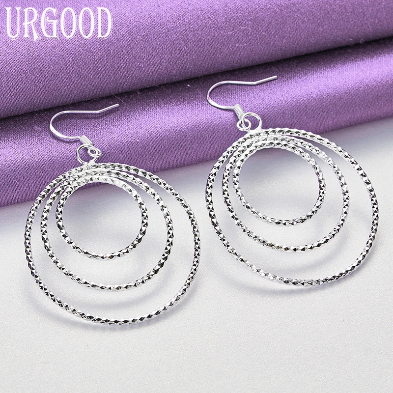 925 Sterling Silver Fashionable Circular Shape Earrings For Women Party Engagement Wedding Gift Fashion Jewelry