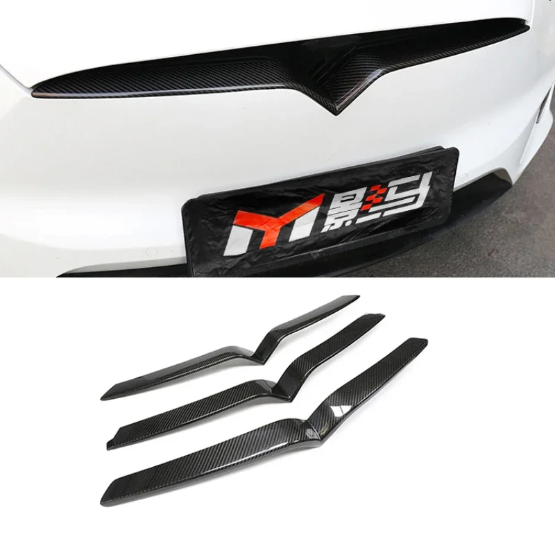 For Tesla Model S Front Grille Cover Dry Carbon Fiber Front Bumper Grille for Tesla Model S 2022