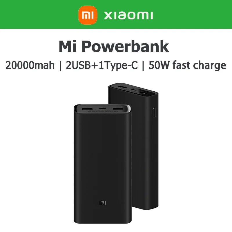 Xiaomi Mi PowerBank 20000mAh PB200SZM Power Bank Fast Charging 50W Flash Charging Powerbank 2 USB 1 Type C Output Powerbank