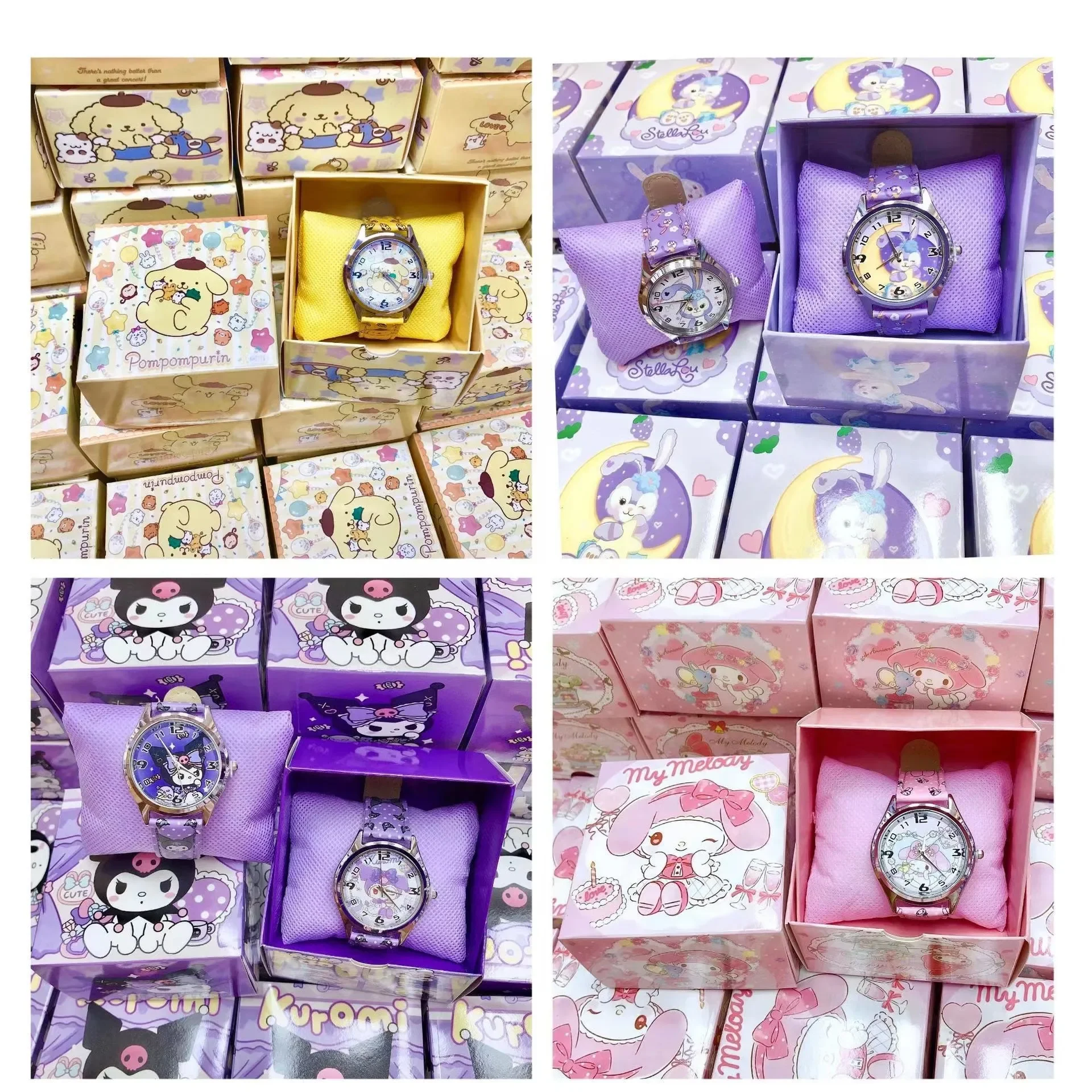 New Anime Sanrio Electronic Watch Kawaii Kulomi Hello Kitty Mymelody Kuromi Cinnamoroll Children's Watch Gift with Gift Box