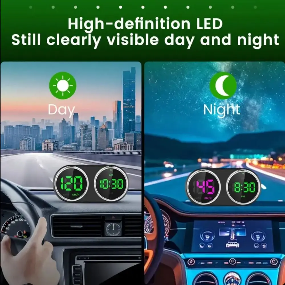 7 Color Switching GPS Car Digital Speedometer 2in1 Plug&Play Vehicle Speed Meter Plastic Versatile Compatibility