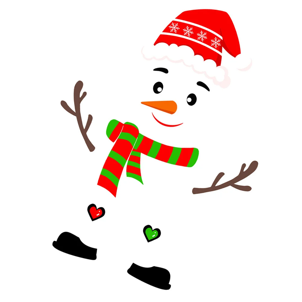 

Holiday Window Clings Snowman Face Christmas Wall Decals Reusable Adhesive Free Decorations for Glass Walls Refrigerator Xmas