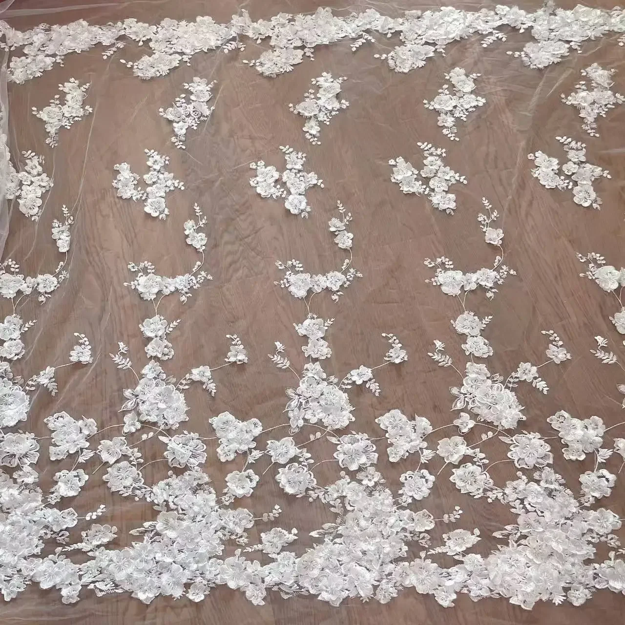 3D زين مطرز نسيج الدانتيل الزفاف. اليدوية DIY ضوء العاج ديكور الزفاف النسيج خلفية الديكور الملحقات #2