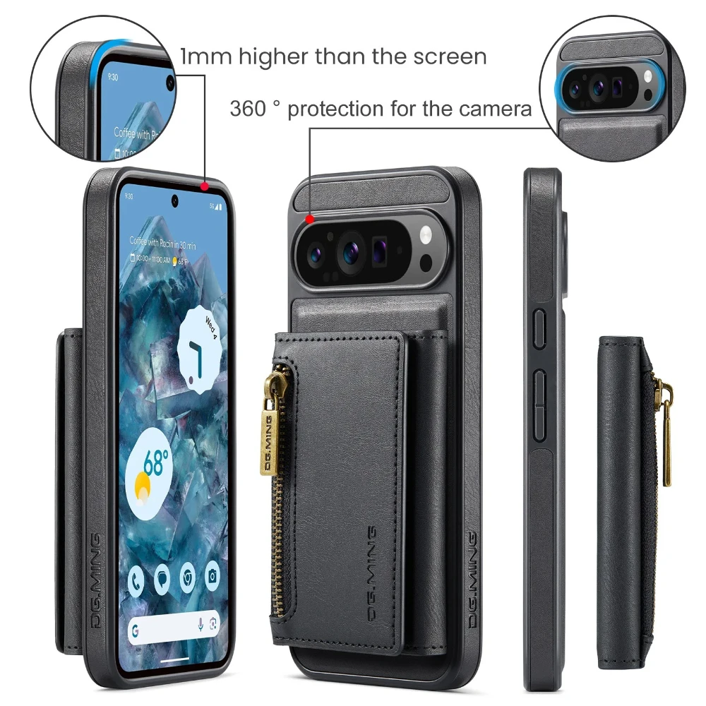 

Phone Case for Google Pixel 10 Pro XL Pixel9 Pro 8 Detachable Magnetic RFID Blocking Photo&Card Slot Wallet Stand Leather Cover