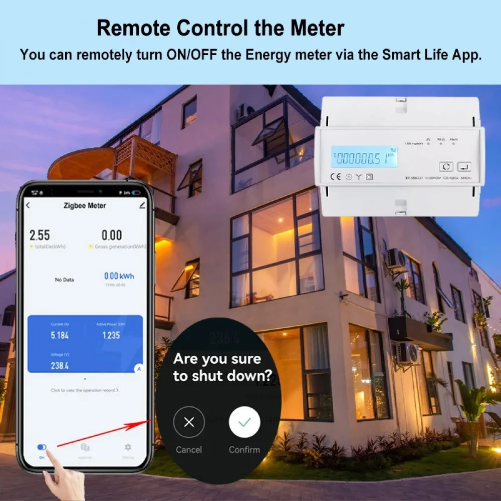 Tuya WiFi/Zigbee 3 Phase Bi Direction Multi-tariff Energy Meter App Power Monitor Remote Control Energy Meter Support Modbus RTU