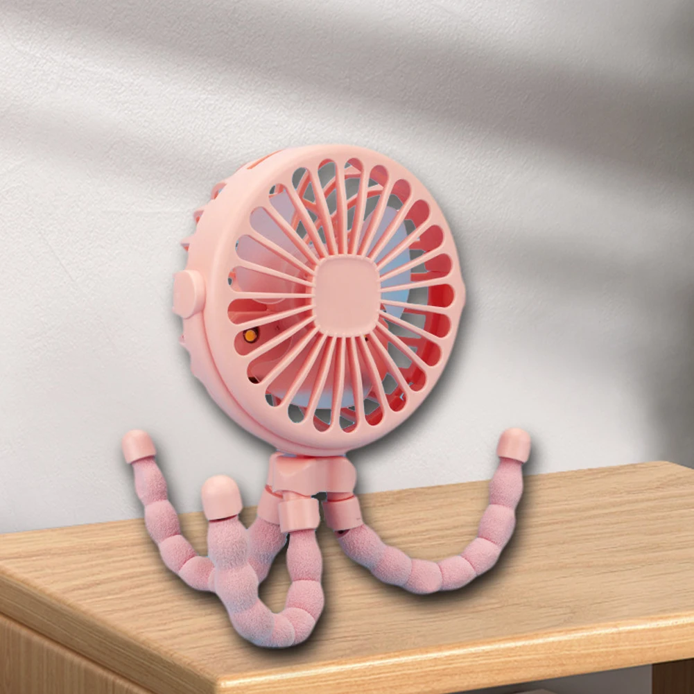 Mini Octopus Fan with Flexible Tripod Desktop Small Fan USB Rechargeable Portable Handheld Fan for Baby Stroller Car