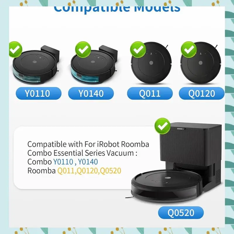 

A71P 12Pcs Replacement Parts For Irobot Roomba Combo Essential Q011, Q0520, Y0110, Y0140 Series Robot Vacuum Accessories Kit