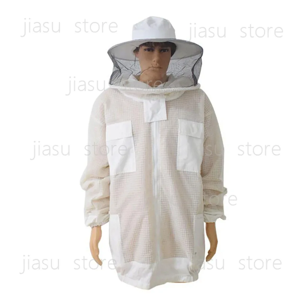 3 Layer Breathable Ventilated Protective Clothing Beekeeper Jacket with Removable Safty Veil Hat Suits Beekeeping Anti Bee Suit