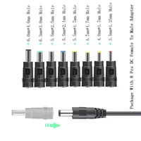 8-in-1 DC power jack female plug adapter Connectors 5.5*2.1mm to 3.5 4.0 4.8 5.5 5.2 6.3 6.0 Male Tips adaptor