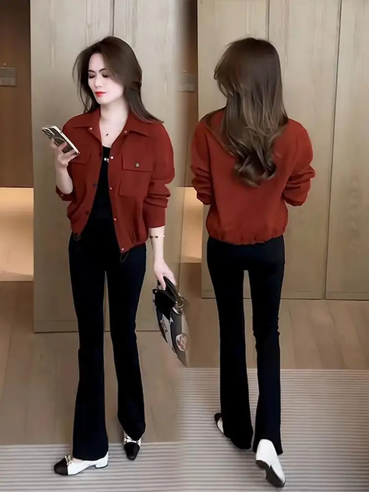

Fashionable Short Outerwear for Women Spring Autumn New Style Elegant Versatile Jacket Top Straight Cut Commute Style Long Sl...