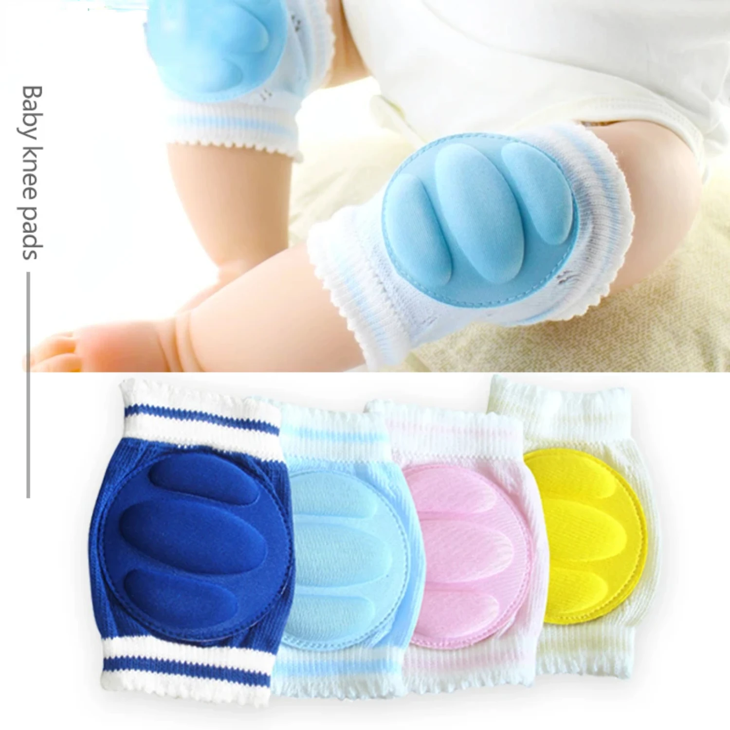 1Pair Baby Knee Pads  Crawling with Cushion- Adjustable Breathable Safety Protector, Toddlers, Infants, Boys, Girls