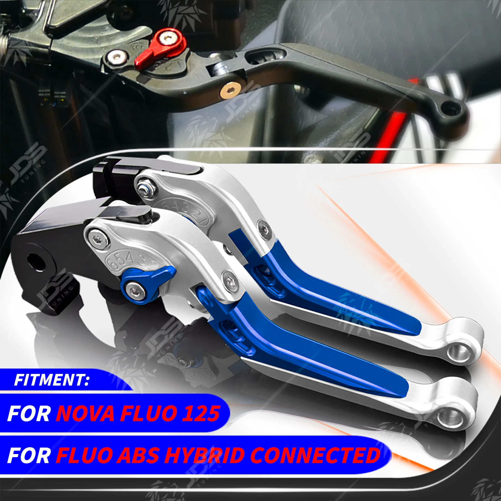 JDSTUNING Para Yamaha NOVA FLUO 125/FLUO ABS HYBRID CONNECTED, Juego de Palancas de Embrague y Freno, Palancas Ajustables y Plegables